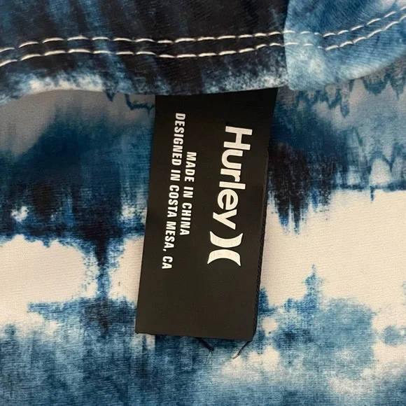 Hurley Blue tie-dye rash guard, one piece bathing suit zipper pull back Size XL - Picture 15 of 16